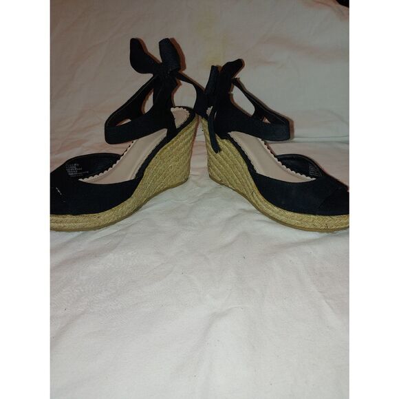 Shoedazzle Madison Women's Size 7 Black Strappy Sandal Espadrille. - Picture 5 of 10